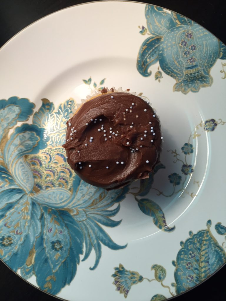 Vanilla cupcake with chocolate frosting from Magnolia Bakery